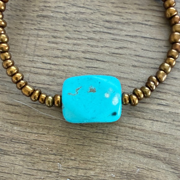 Turquoise and Bronze Beaded Bracelet - Picture 6 of 6